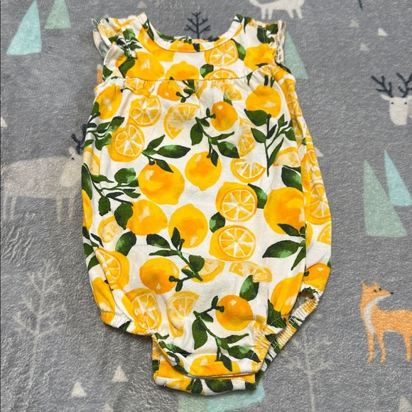 Old Navy Yellow Lemon Print Baby Romper - Picture 1 of 4
